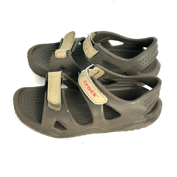 Crocs  Brown Sandal Toddler Kids Size C10 Hook Loop Shoes - Picture 3 of 10